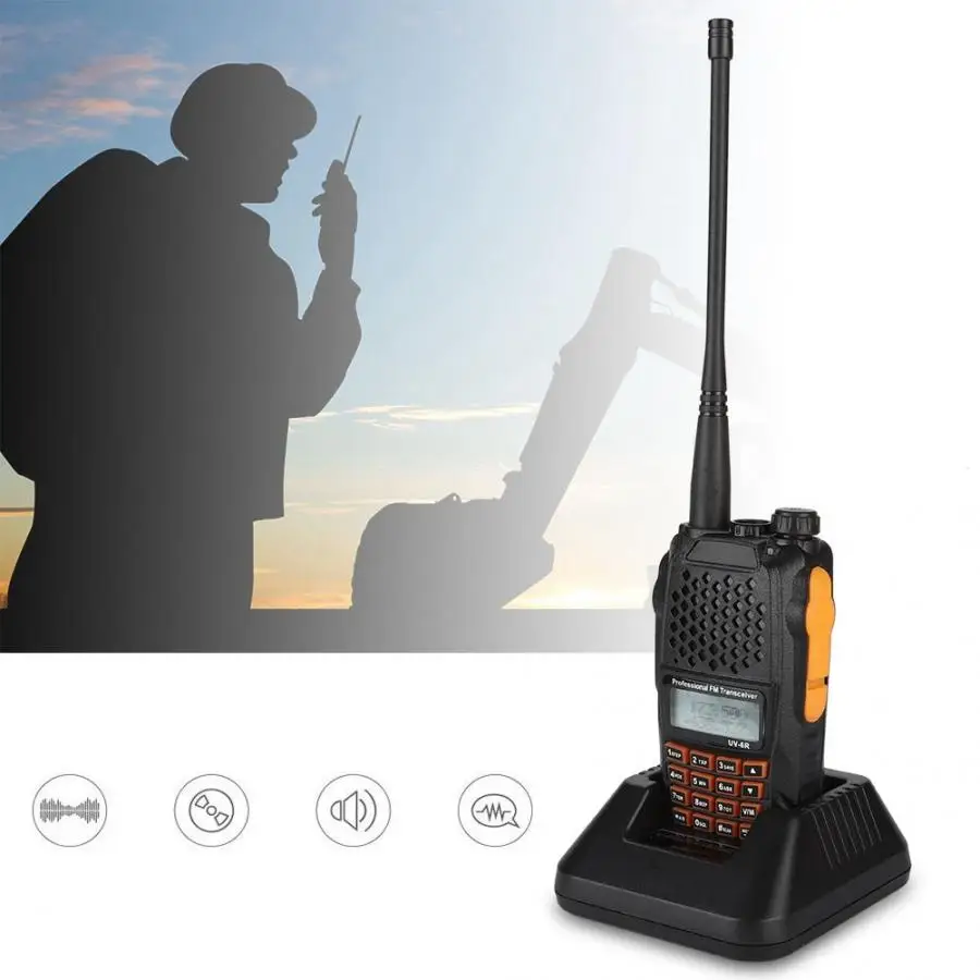 

UV6R Rechargeable Voice Prompt LCD Walkie Talkie 128 Channels Two Way Radio US Plug 100-240V 7W with Battery Charger US plug HOT