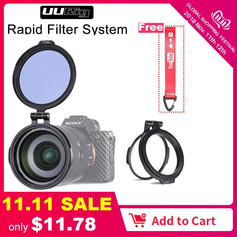 

UURig RFS ND Quick Release DSLR Camera Accessory Filter Quick Switch Bracket for 58mm 67mm 72mm 77mm 82mm DSLR Lens Adapter Flip