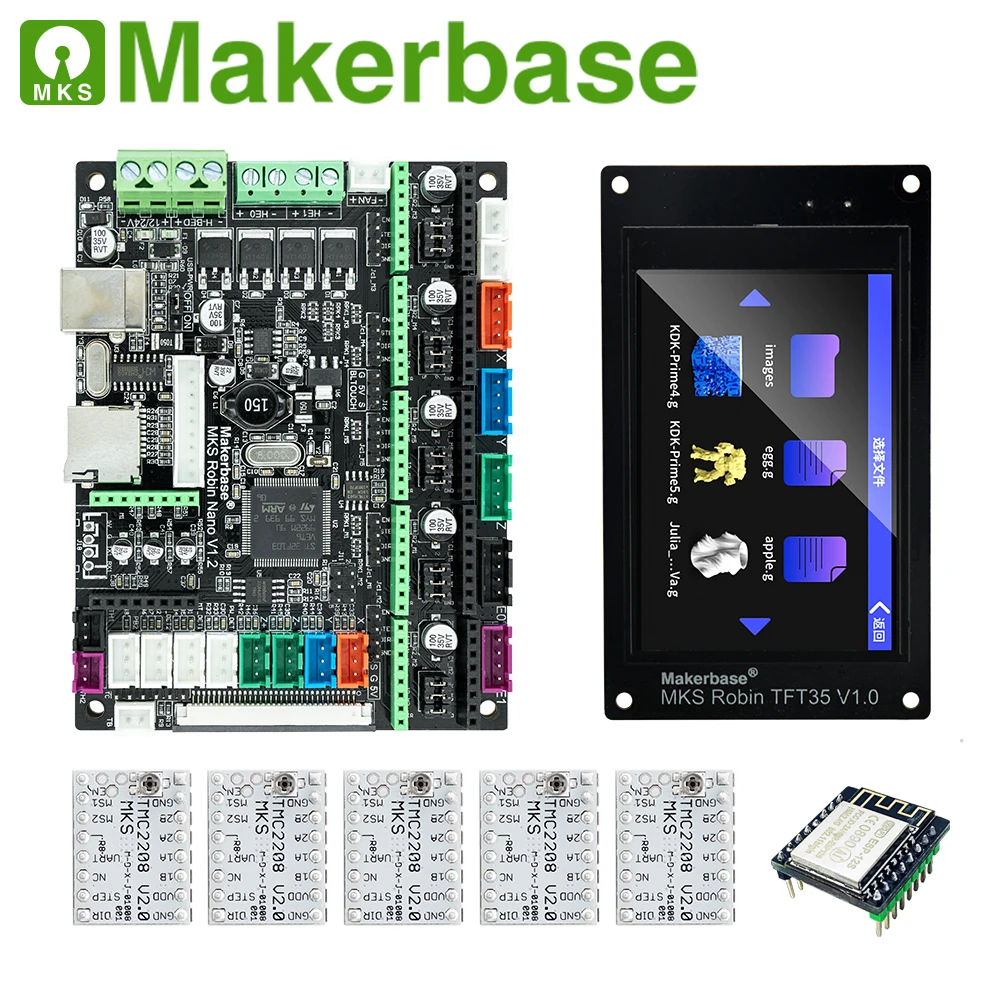 Makerbase MKS Robin Nano V1.2 32Bit Control Board 3D Printer parts support Marlin2.0  3.5 tft touch screen preview Gcode precisioncore printhead 3D Printer Parts & Accessories