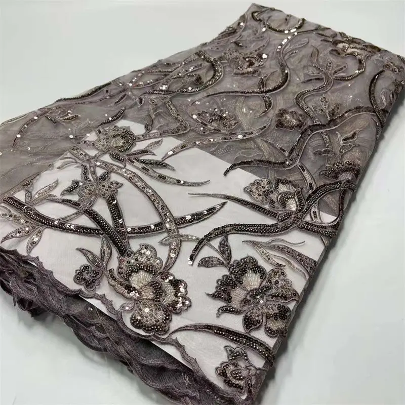 

2022Latest Luxury Classic Organza Embroidery French net lace With Sequince Fabric For Evening Party Dress NN568_ K