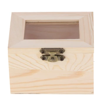 

Wooden Jewery Gift Storage Box Jewelry Chest Organizer with Glass Cover Wooden Display Box