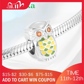 

Diy Jewelry Making Fit European Charm Colorful enamel Wise owl Beads Sterling Silver 925 Original Women Bracelet bead