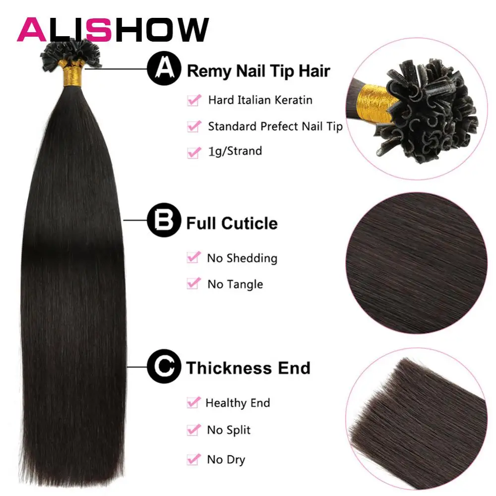 Alishow 50 г Remy человеческие волосы для наращивания на ногтях u образные прямые