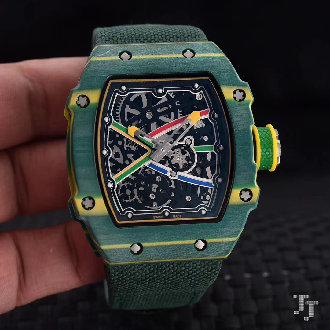 

Brand New Men Automatic Mechanical White Green Canvas Bracelet Pink Watch Tourbillion Limited Sapphire Carbon Fiber Swing 28800