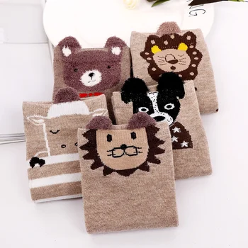 

5 pairs New ArrivalKitty Coffee Bear Rabbit Stereo Ears All-cotton Sweat Deodorant and Wearable happy socks