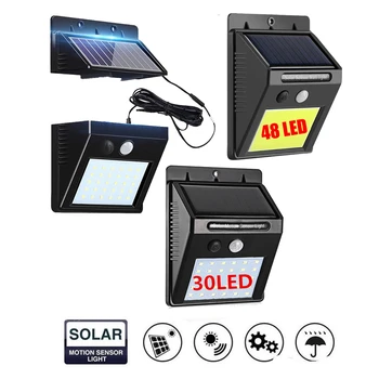 

Night Light Solar Powered 48/30 LED Wall Lamp PIR Motion Sensor & Night Sensor Control Solar Light garden outdoor lighting integ