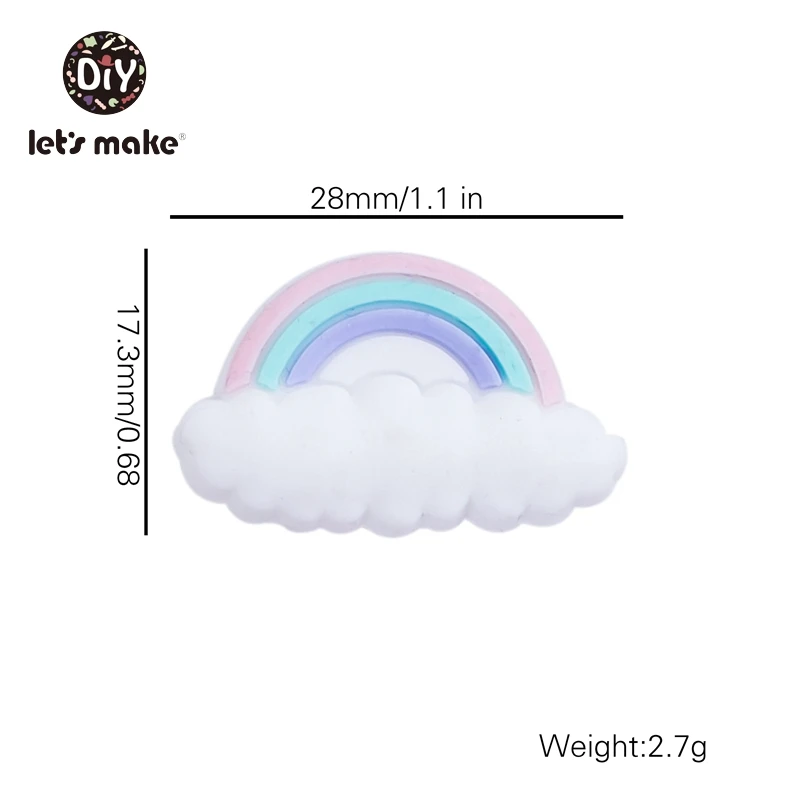 Let's make Silicone Teether Beads 10pcs Rainbow Clouds Food Grade PVC Free DIY Pacifier Chain Baby Products Pendant For Pacifier