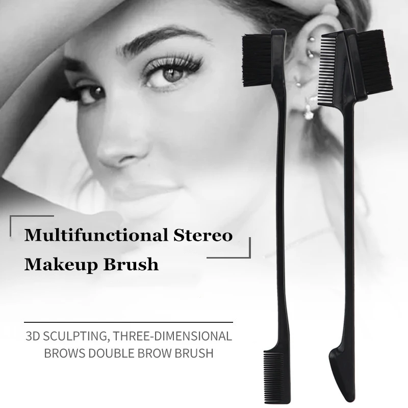 

2pcs/set Professional 2 in 1 Beauty Double Head Eyebrow Brush Multifunctional Stereo Makeup Brush Eyebrow Comb G0902