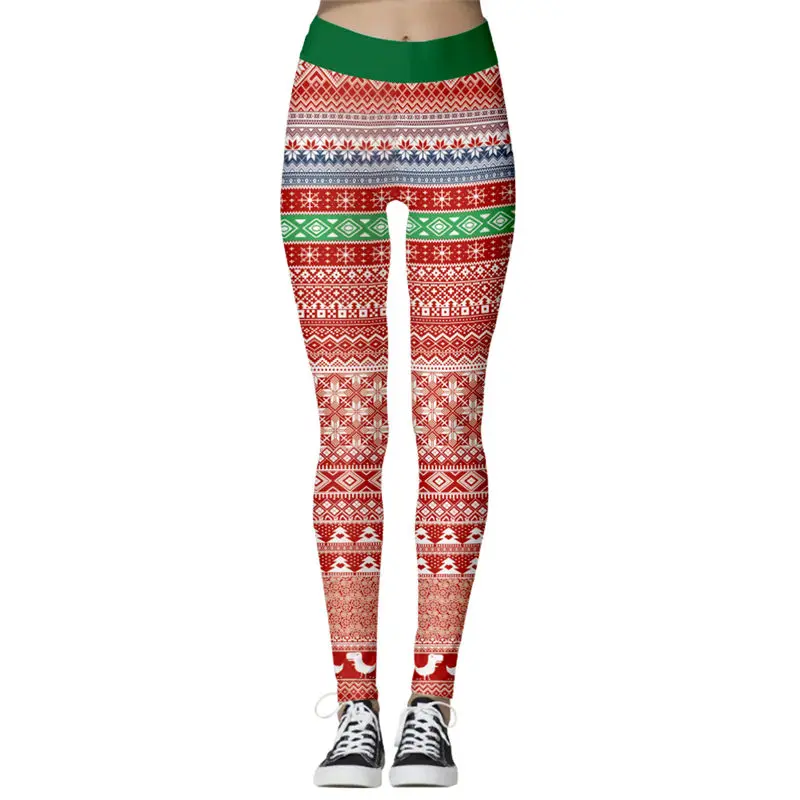 Женские леггинсы с высокой талией, леггинсы с рождественским принтом в виде снежинок, дышащие рождественские штаны, леггинсы для фитнеса - Цвет: D101816