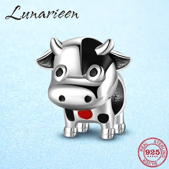 

925 Sterling Silver lovely Cute cow Charm Beads Accessories fits Original DIY Bracelets Jewelry Making Gifts
