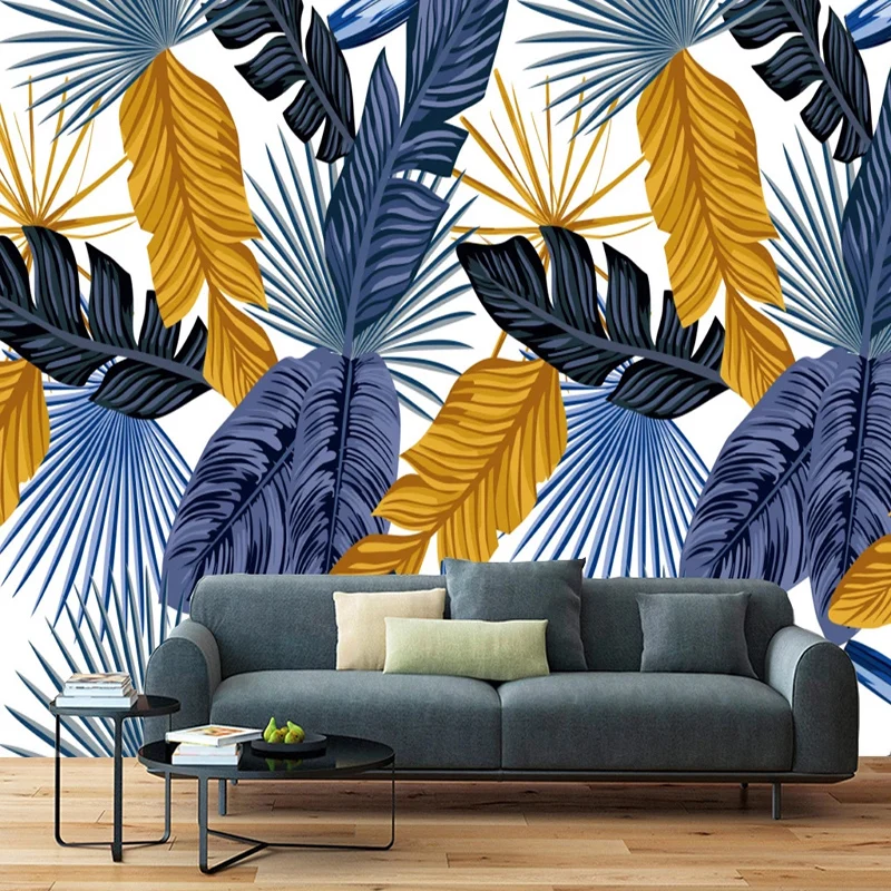 Banana leaves pattern Wall Mural Bedroom Wallpaper Living Room Mural Easy Removable Home Decor Kitchen Decoration