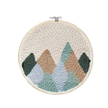 

DIY Knitting Wool Rug Hooking Kit Handcraft Woolen Embroidery Gift with 20 x 20cm Embroidery Frame Punch Needle - Mountain