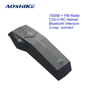 

AOSHIKE1pcs 1000M 3-way Bluetooth Motorcycle Helmet BT Intercom Interphone Headset Intercomunicador With NFC FM Function Wireles