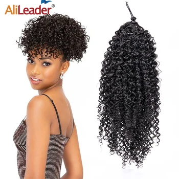

Alileader 2020 Puff Ponytail Hair Piece Quality Wave Ponytail Short Extensions Synthetic Drawstring Ponytail 8" Wrap Ponytail