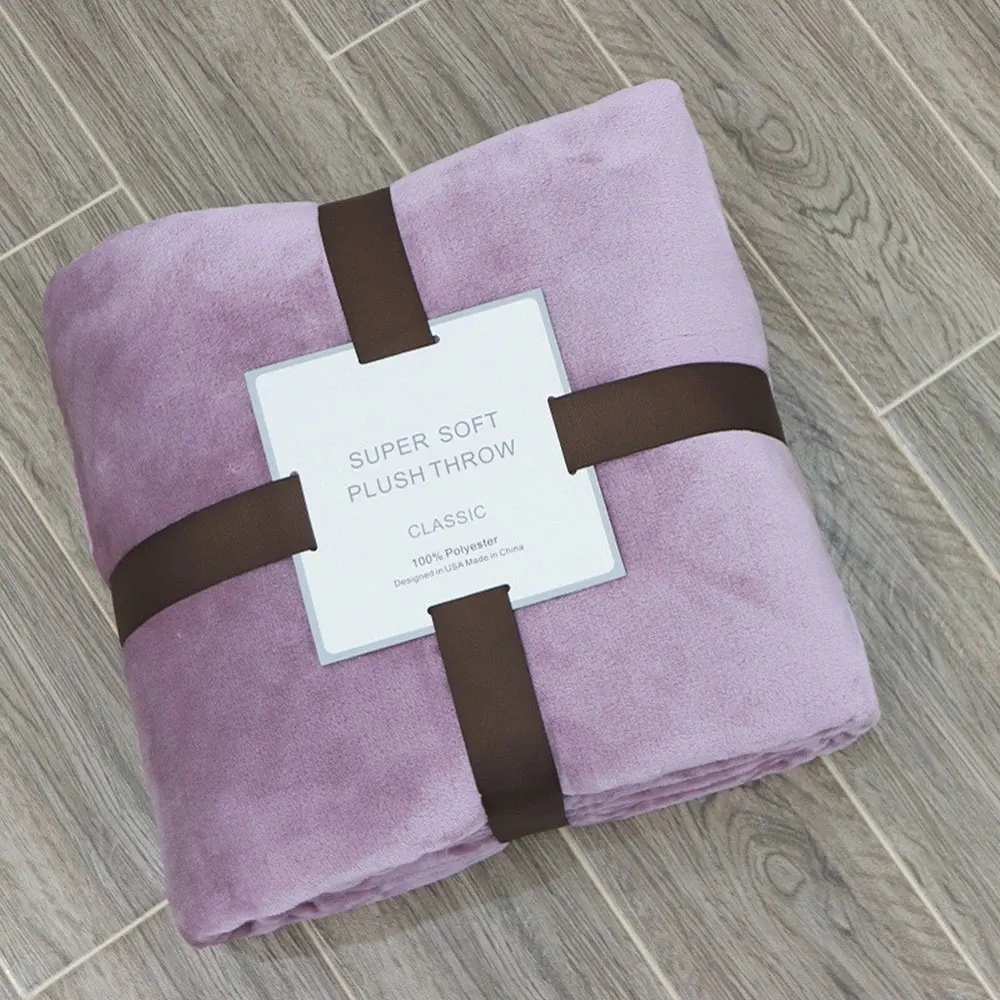 

100*150cm Polyester + Flannel Blanket Bedspread Super Soft Bed Covers Sleeping Supplies Couch Throw Over Washable Warm Sofa Rug