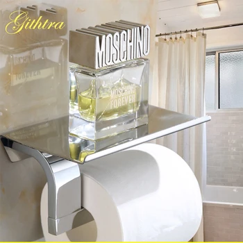 

Stainless Steel Toilet Paper Holder With Shelf Gold Tissue Holder Stand Bathroom Accessorie Toilet Roll Storage Paper Hanger