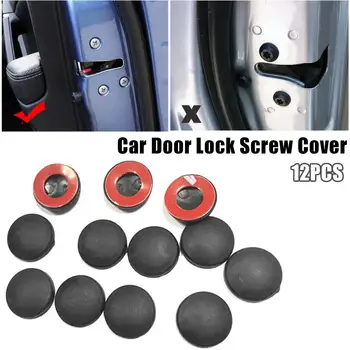 

Car Door Lock Screw Caps 12Pcs Universal Car Door Lock Screw Anti-Rust Plastic Protection Cover Caps Black