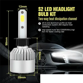 

1 Pair Car Headlight Bulbs Lamp led лампы hb4 9006 с обманкой Auto Car High Low Beam 6500K 12V Head Light Visture Restoration