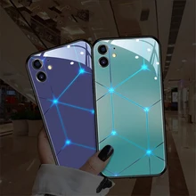 Coque en verre trempé pour iPhone, compatible modèles 6, 7, 8, 11 Pro Max, 8 Plus, X, XS MAX, XR, lumière Flash LED, mignon, licorne