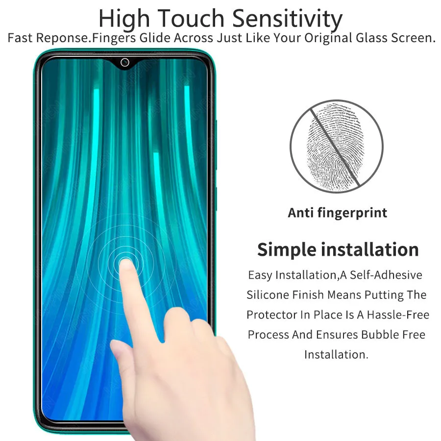 3 шт./лот 9H HD прозрачное высокочувствительное закаленное стекло для Xiaomi Redmi Note 8 Pro Защита экрана для Xiaomi Redmi Note 8