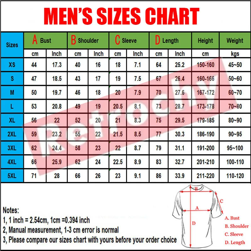 Men's Size Chart(4XL-5XL)