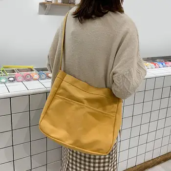 

Women Canvas Shoulder Bags Solid High-quality Multi-function Comfortable Portable Large Capacity Casual Messenger Handbag