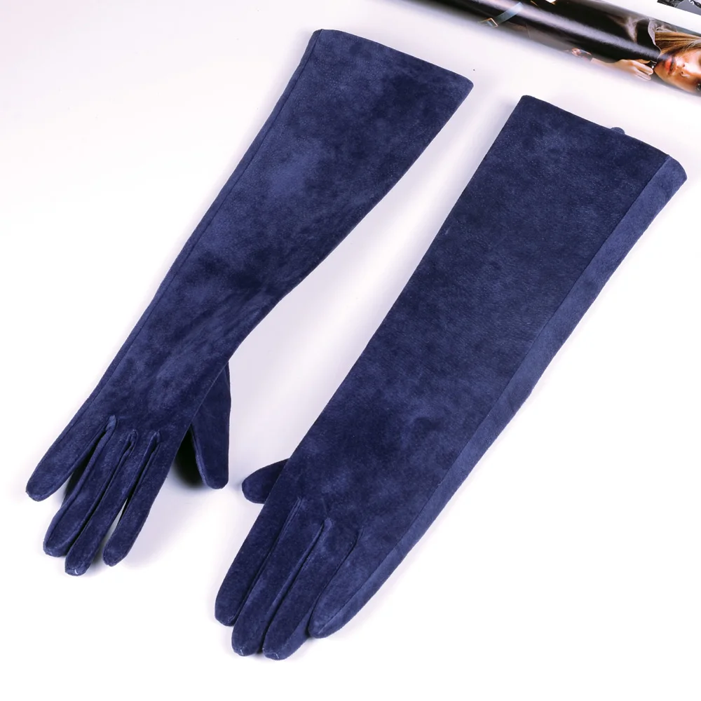 Женские Вечерние перчатки из натуральной замши, Длинные Вечерние перчатки на заказ, десять цветов