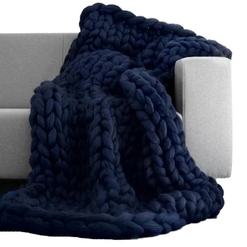 

New Large Soft Hand Chunky Knitted Blanket Plaids for Winter Bed Sofa Plane Thick Yarn Knitting Throw Cheap Sofa Cover Blankets