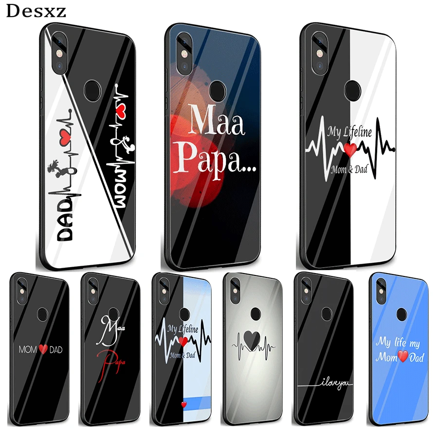 love you mummy papa Fashion Phone Case For xiaomi Mi 8 Lite 9 F1 A1 5X A2 6X back tempered Glass Cover | Мобильные телефоны и