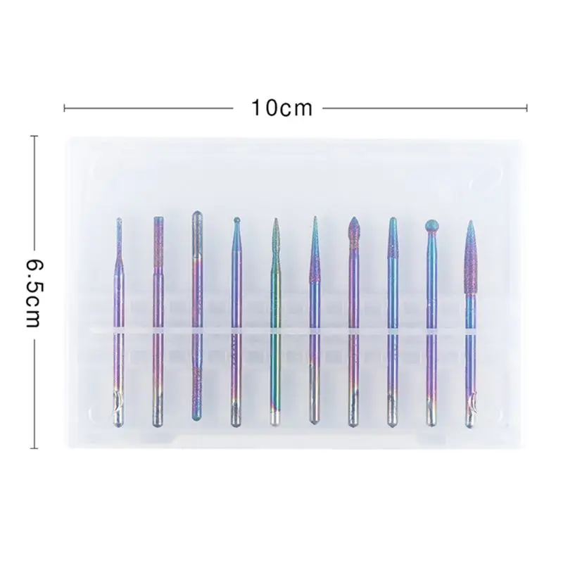 10 шт., цветные шлифовальные сверла для дизайна ногтей, электрические сверла для ногтей, набор шлифовальных головок M7DB