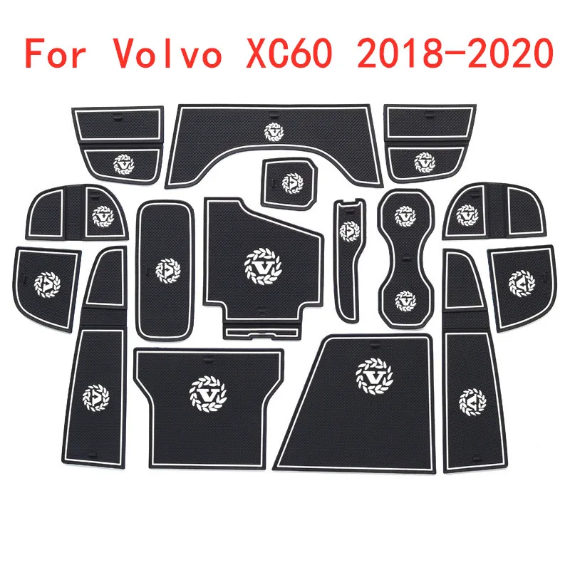 

Для Volvo XC60 2018 2019 2020 3D резиновый коврик, подушка для фотостакана, коврик с желобом, Противоскользящий коврик, автомобильные аксессуары