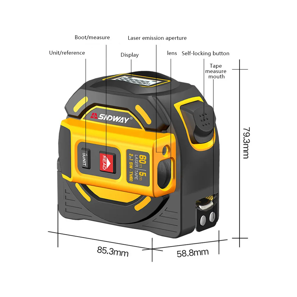 Ruler Survey Tool Laser Distance Meter Range Finder 40M 60M Laser Tape Measure Digital Retractable 5m Laser Rangefinder Ruler Survey Tool Laser Distance Meter Range Finder 40M 60M Laser Tape Measure Digital Retractable 5m Laser Rangefinder