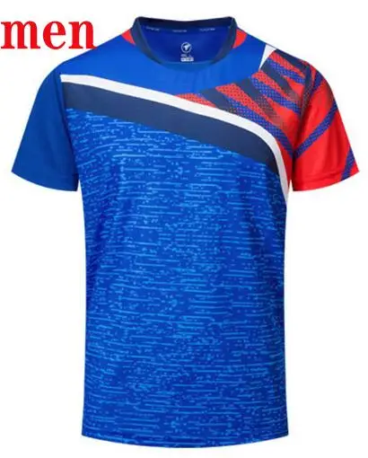 Быстросохнущая рубашка для бадминтона для мужчин/женщин, теннисные рубашки, Майки для настольного тенниса, спортивные рубашки для бега и спортзала A111 - Цвет: men blue 1 shirt