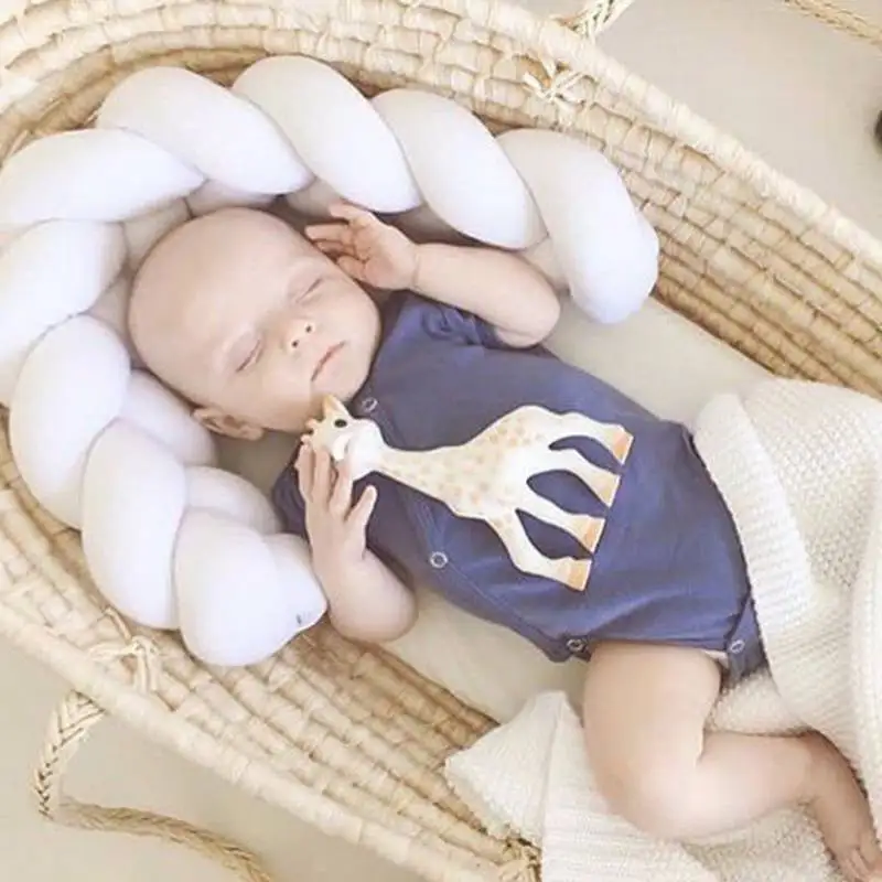 Newborn Baby Bed Bumper Infant Room Decor Crib Protector Pacification Toy Pure Color Weaving Knot for Kids Bedding |