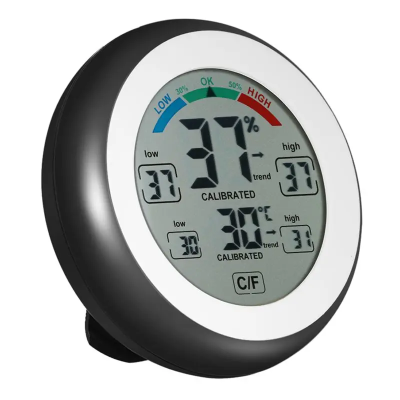 Digital LCD Display Indoor Thermometer Hygrometer Round Wireless Electronic Temperature Humidity Meter Weather Station Tester bl
