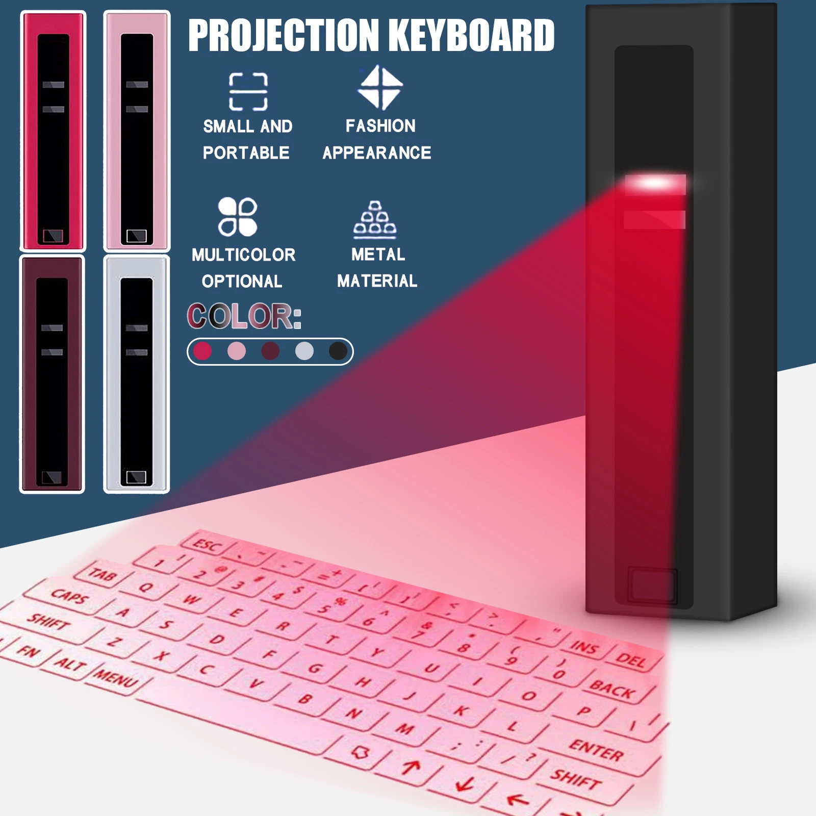 Bluetooth Laser Keyboard Wireless Virtual Projection Portable Gaming