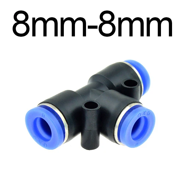 8mm-8mm 3-сторонний выход Т-образный ключ пневматический 10 мм 8 мм 12 мм, 6 мм, 4 мм, 16 мм наружный диаметр шланга пуш-ап-в Штуцер Воздуха быстрый разъем - Цвет: 8mm-8mm
