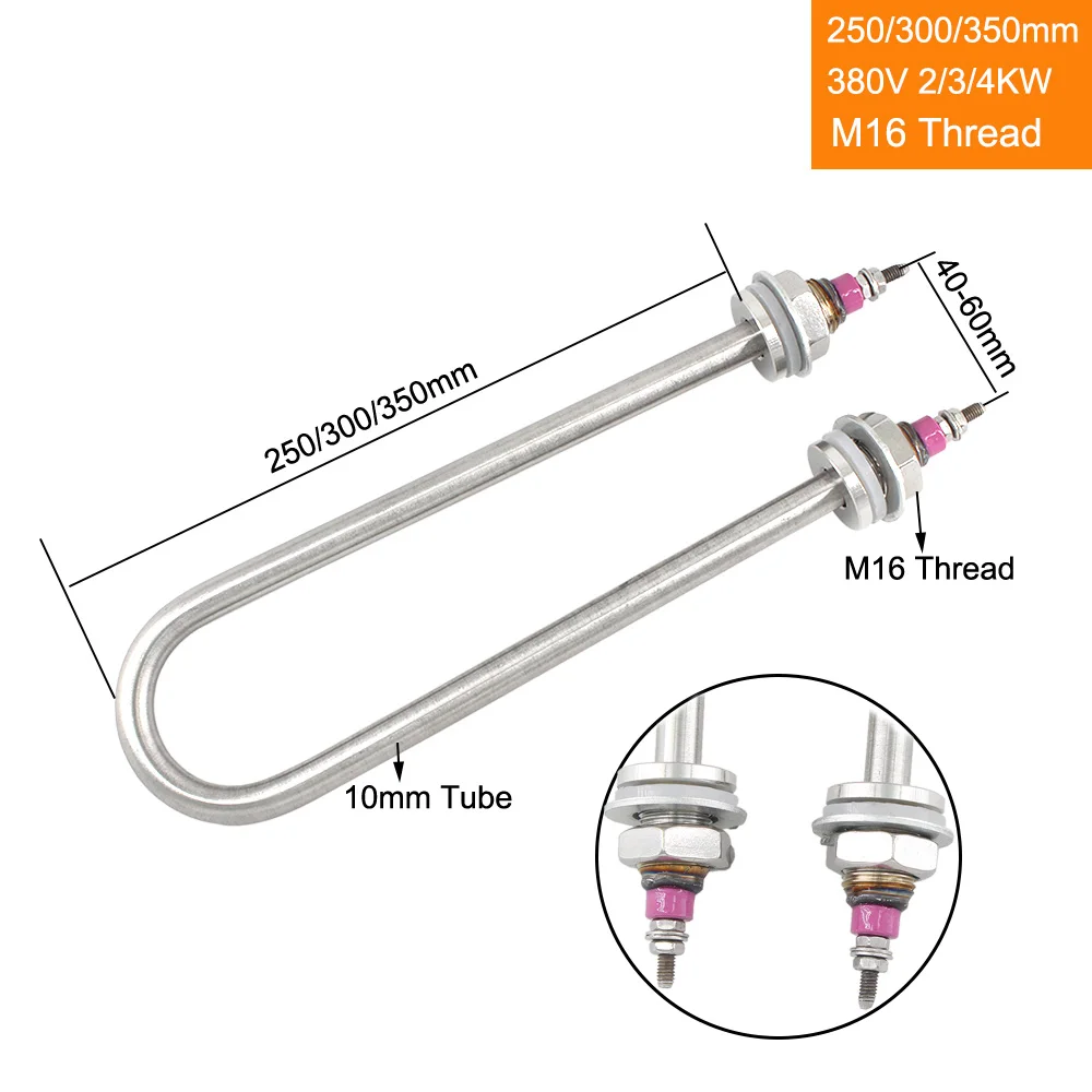 220 V/380 V одиночные U образные Нагревательный элемент M16 нить 304SUS U Тип нагревательная труба для Кухня прибор 1KW/1.5KW/2KW/3KW/4KW