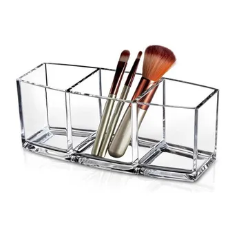

Clear Makeup Brush Holder Storage Box Organizer 3 Slot Acrylic Cosmetics Brushes Storage Box Clear Makeup Brush Holder Organizer