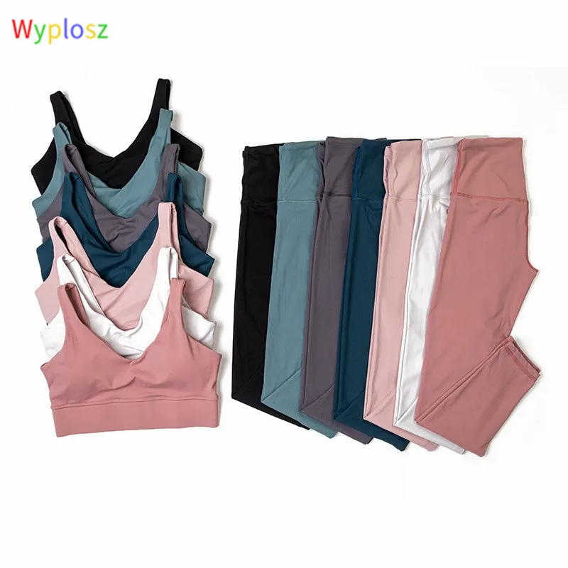 Conjunto de Yoga para mujer, mallas de alta elasticidad, pantalones de Yoga ajustados, traje deportivo para mujer, Sujetador deportivo, conjunto de gimnasio, ropa de entrenamiento, conjunto de Fitness