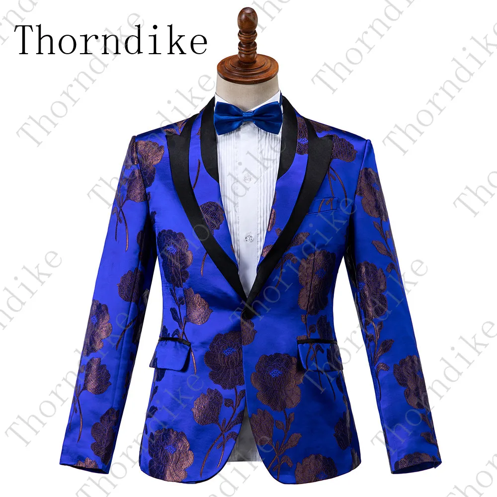 style 11 Thorndike розовый пиджак для мужчин с принтом приталенный Блейзер Сливовый цветок Мужская сценическая одежда Блейзер стильный вечерние свадебные куртки - Цвет: style 11