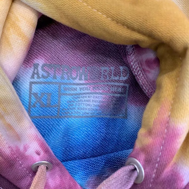 Трэвиса Скотта ASTROWORLD Festival Run Tie-dye Мужская Толстовка Harajuku Xxxtentacion странные вещи Толстовка Мужская пуловер Толстовка
