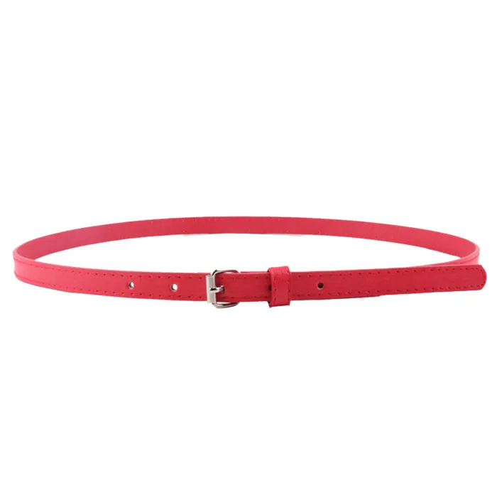

Fashion Women Thin Belt Solid Color PU Leather Korean Small Thin Belt Steel Pin Buckle Waistband Wild Female Belts &&8