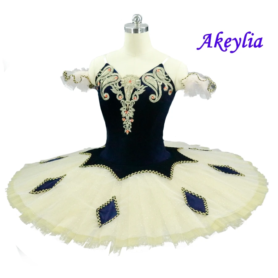 Adult Professional Classical Ballet Pancake Tutu Navy blue beige Ballet Tutus Harlequin Columbine pancake Costumes for baby