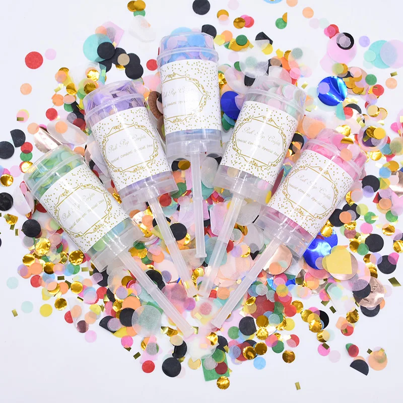 

1/3/5pcs Push Pop Mixed Confetti Poppers Pink Blue Mini Confetti For Baby Shower Birthday Decor DIY Wedding Bridal Party Supply