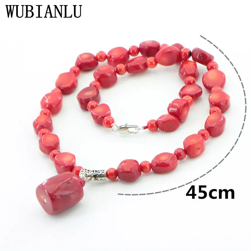 Natural Stone Red Coral Irregular Shape Isolation Round Beads Pendant Necklace Bracelet Earrings Jewelry Set Women Charms Gift - Image 6