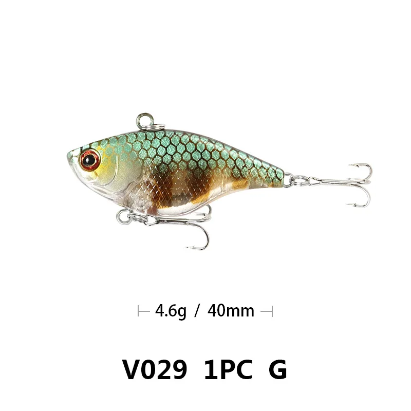 Fishing Lure VIB ratlin and vib for winter hard bait lures 3d 40mm 4.6g sinking all depth pike seabass isca artificial V029 - Color: G