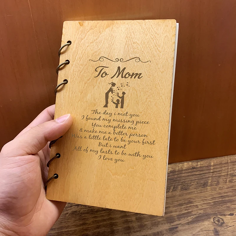 MZ012 Ретро Ноутбук Sketchbook ручной работы деревянная Обложка гравировка текст журнал под заказ личный планировшик на неделю дня рождения Рождественский подарок - Цвет: MZ012