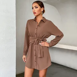Vestido elegante de una pieza para mujer, moda de oficina, diseño francés, lazo, encaje