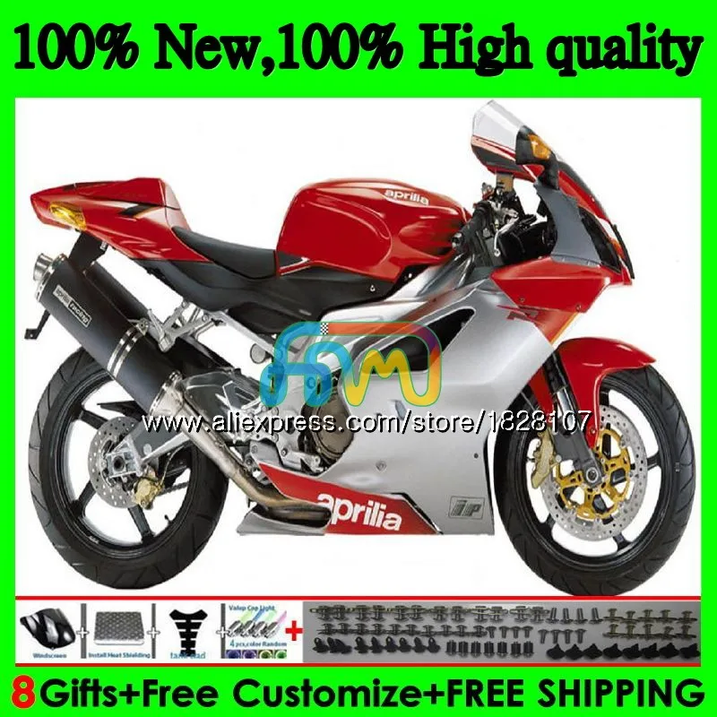 Красный серебристый RSV1000R для Aprilia RSV1000 R Mille 03 04 05 06 55BS. 23 RSV1000RR РСВ 1000 R RR 1000R 2003 2004 2005 2006 обтекатель - Цвет: No. 1